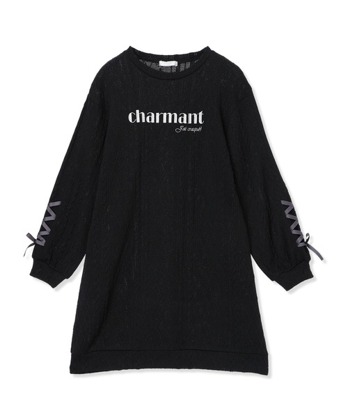 Amourire girl（アムリールガール）の「袖レースアップワンピース（ワンピース・キッズ・サックスブルー/ブラック・130cm/140cm/150cm/160cm）」の16枚目の写真