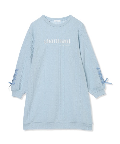 Amourire girl（アムリールガール）の「袖レースアップワンピース（ワンピース・キッズ・サックスブルー/ブラック・130cm/140cm/150cm/160cm）」の17枚目の写真