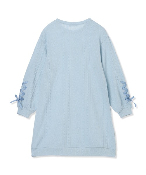 Amourire girl（アムリールガール）の「袖レースアップワンピース（ワンピース・キッズ・サックスブルー/ブラック・130cm/140cm/150cm/160cm）」の18枚目の写真