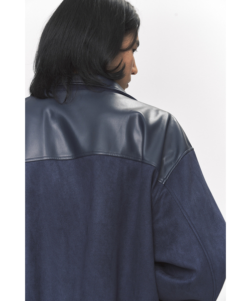 BLACK MOMENT（ブラックモーメント）の「カラー ブロック ビーガン スエード ジャケット [ネイビー]（ブルゾン・メンズ・ネイビー・MEDIUM/LARGE）」の3枚目の写真