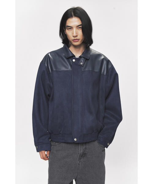 BLACK MOMENT（ブラックモーメント）の「カラー ブロック ビーガン スエード ジャケット [ネイビー]（ブルゾン・メンズ・ネイビー・MEDIUM/LARGE）」の2枚目の写真