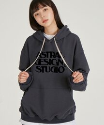 アストラルデザインスタジオ ワッフル 裏毛 フードパーカー_チャコール