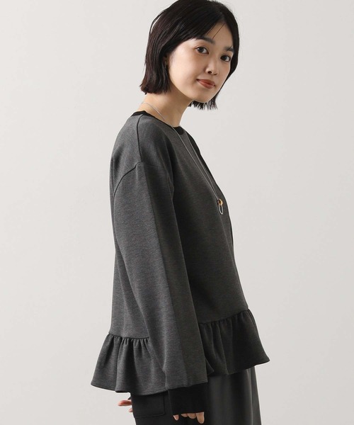 Gready Brilliant（グレディブリリアン）の「ニットドッキングアシメカットソー（Tシャツ/カットソー・レディース・チャコールグレー/ブラウン・FREE）」の5枚目の写真