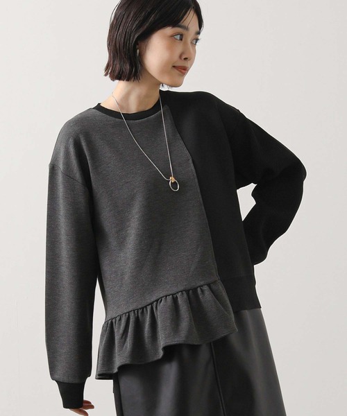 Gready Brilliant（グレディブリリアン）の「ニットドッキングアシメカットソー（Tシャツ/カットソー・レディース・チャコールグレー/ブラウン・FREE）」の6枚目の写真