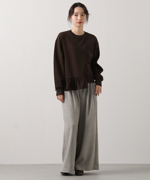 Gready Brilliant（グレディブリリアン）の「ニットドッキングアシメカットソー（Tシャツ/カットソー・レディース・チャコールグレー/ブラウン・FREE）」の7枚目の写真