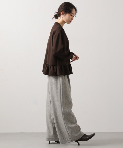 Gready Brilliant（グレディブリリアン）の「ニットドッキングアシメカットソー（Tシャツ/カットソー・レディース・チャコールグレー/ブラウン・FREE）」の8枚目の写真