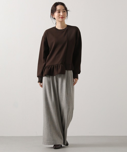 Gready Brilliant（グレディブリリアン）の「ニットドッキングアシメカットソー（Tシャツ/カットソー・レディース・チャコールグレー/ブラウン・FREE）」の10枚目の写真