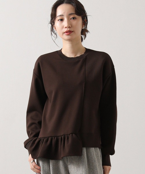 Gready Brilliant（グレディブリリアン）の「ニットドッキングアシメカットソー（Tシャツ/カットソー・レディース・チャコールグレー/ブラウン・FREE）」の11枚目の写真