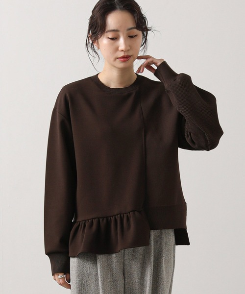 Gready Brilliant（グレディブリリアン）の「ニットドッキングアシメカットソー（Tシャツ/カットソー・レディース・チャコールグレー/ブラウン・FREE）」の14枚目の写真