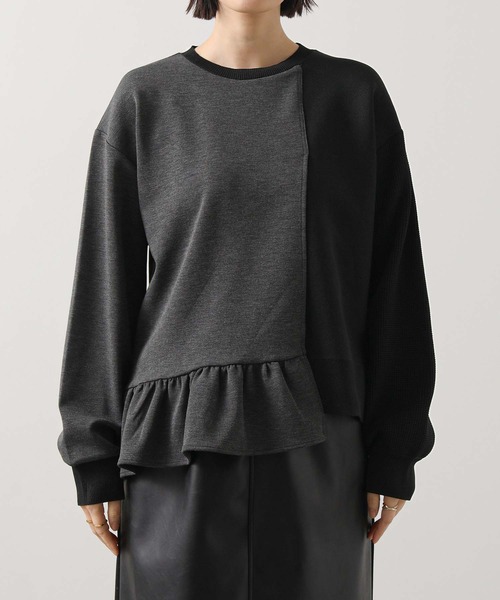 Gready Brilliant（グレディブリリアン）の「ニットドッキングアシメカットソー（Tシャツ/カットソー・レディース・チャコールグレー/ブラウン・FREE）」の15枚目の写真