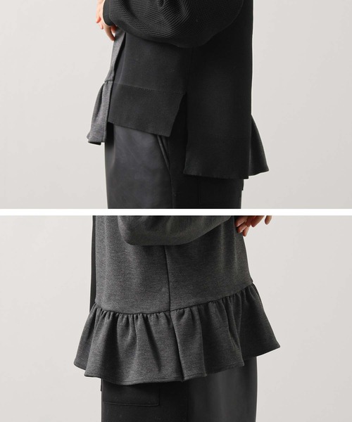 Gready Brilliant（グレディブリリアン）の「ニットドッキングアシメカットソー（Tシャツ/カットソー・レディース・チャコールグレー/ブラウン・FREE）」の18枚目の写真