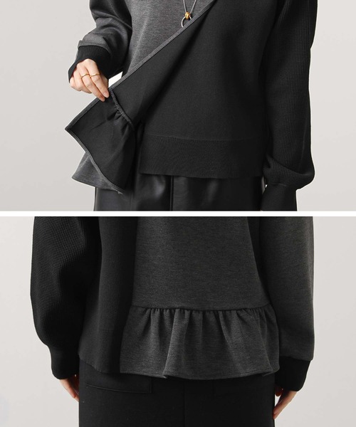 Gready Brilliant（グレディブリリアン）の「ニットドッキングアシメカットソー（Tシャツ/カットソー・レディース・チャコールグレー/ブラウン・FREE）」の19枚目の写真