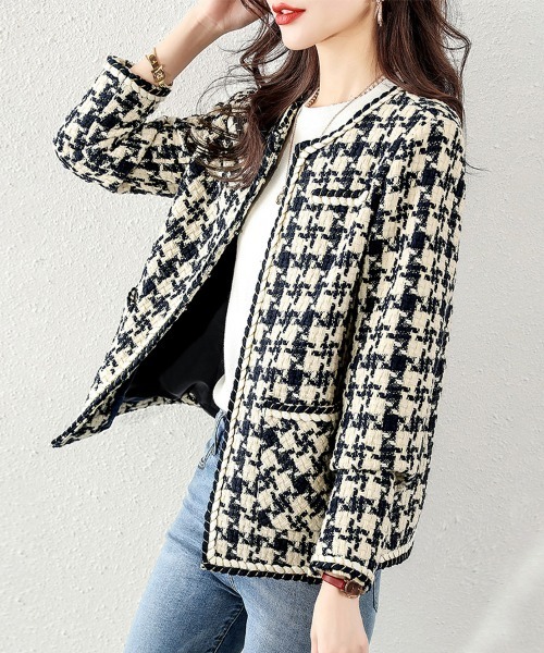 ReRe(リリ)の「ツイードゴールドブレードノーカラージャケット(ノーカラージャケット・レディース・ブラック・LARGE/X-LARGE/MEDIUM)」の7枚目の写真