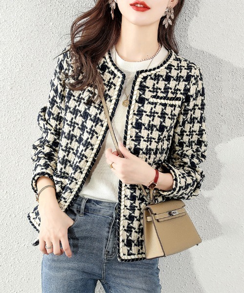 ReRe(リリ)の「ツイードゴールドブレードノーカラージャケット(ノーカラージャケット・レディース・ブラック・LARGE/X-LARGE/MEDIUM)」の8枚目の写真