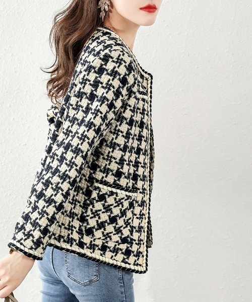 ReRe(リリ)の「ツイードゴールドブレードノーカラージャケット(ノーカラージャケット・レディース・ブラック・LARGE/X-LARGE/MEDIUM)」の9枚目の写真