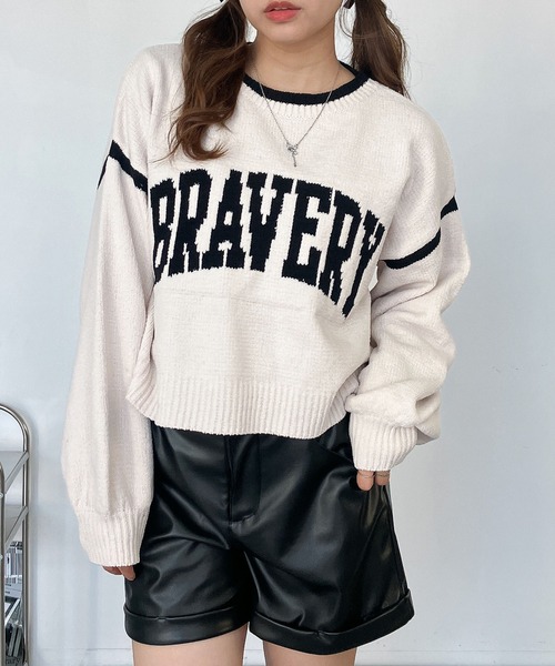 AS KNOW AS plus（アズノゥアズプラス）の「♪モールカレッジロゴニット（ニット/セーター・レディース・ボルドー/アイボリー/ブラック・FREE）」の10枚目の写真