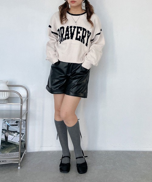 AS KNOW AS plus（アズノゥアズプラス）の「♪モールカレッジロゴニット（ニット/セーター・レディース・ボルドー/アイボリー/ブラック・FREE）」の15枚目の写真