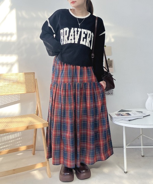 AS KNOW AS plus（アズノゥアズプラス）の「♪モールカレッジロゴニット（ニット/セーター・レディース・ボルドー/アイボリー/ブラック・FREE）」の20枚目の写真