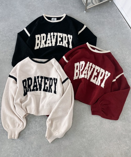 AS KNOW AS plus（アズノゥアズプラス）の「♪モールカレッジロゴニット（ニット/セーター・レディース・ボルドー/アイボリー/ブラック・FREE）」の21枚目の写真