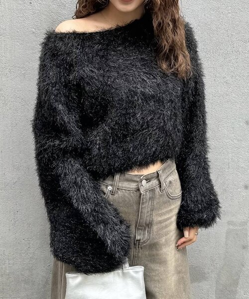 mline（エムライン）の「[mline]【大好評リバイバル！】ラメシャギーニット（ニット/セーター・レディース・ベージュ/ブラック・FREE）」の2枚目の写真