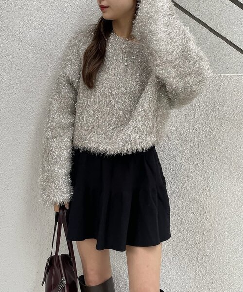 mline（エムライン）の「[mline]【大好評リバイバル！】ラメシャギーニット（ニット/セーター・レディース・ベージュ/ブラック・FREE）」の4枚目の写真