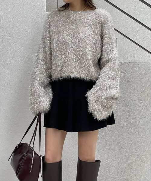 mline（エムライン）の「[mline]【大好評リバイバル！】ラメシャギーニット（ニット/セーター・レディース・ベージュ/ブラック・FREE）」の5枚目の写真