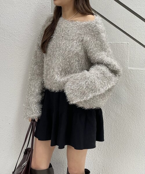 mline（エムライン）の「[mline]【大好評リバイバル！】ラメシャギーニット（ニット/セーター・レディース・ベージュ/ブラック・FREE）」の7枚目の写真