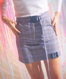 チェックミニスカート(パープル)_S M