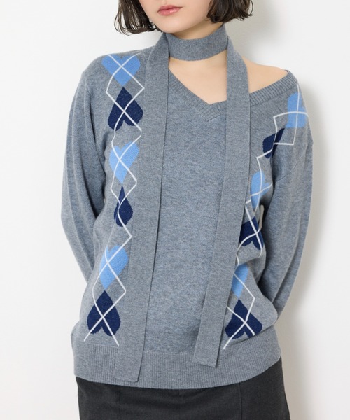 セール】ARGYLE JQ TOPS アーガイル ジャガード トップス 冬服 春服
