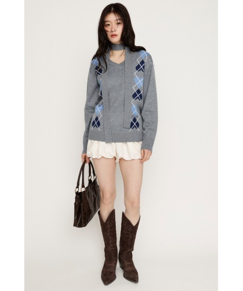 ARGYLE JQ TOPS アーガイル ジャガード トップス 冬服 春服（ニット