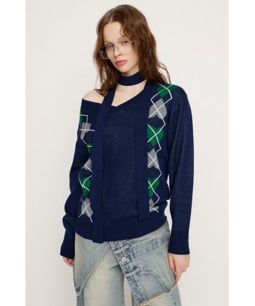 セール】ARGYLE JQ TOPS アーガイル ジャガード トップス 冬服 春服