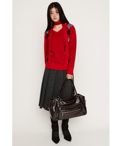 SLY(スライ)の「ARGYLE JQ TOPS アーガイル ジャガード トップス 冬服 春服(ニット/セーター・レディース・杢グレー/ネイビー/レッド・FREE)」の19枚目の写真