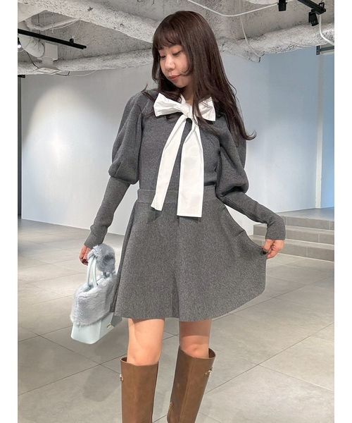 Lilybrown ボウタイニットセットアップ NEW YEAR'S SPECIAL ITEM】ボウタイニットセットアップ（ワンピース