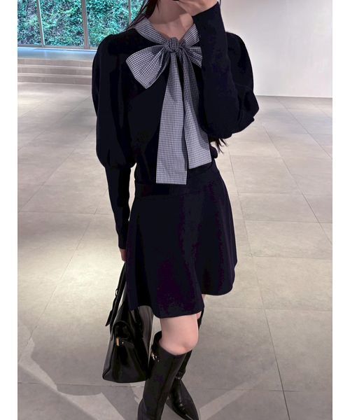 LILY BROWN(リリーブラウン)の「ボウタイニットセットアップ(ワンピース・レディース・モカ/ネイビー/グレー・F)」の21枚目の写真