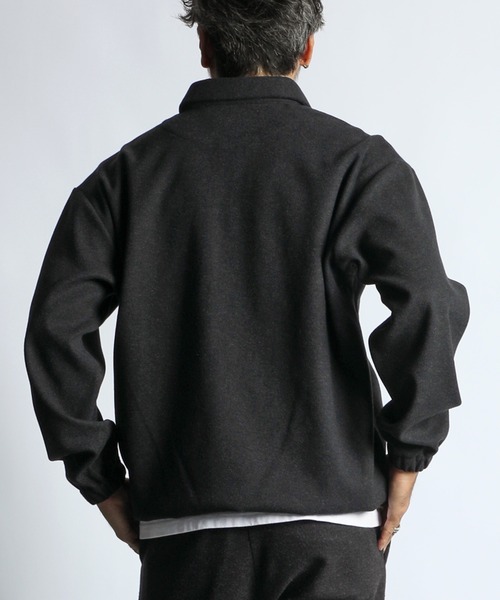The DUFFER of ST.GEORGE（ザダファーオブセントジョージ）の「WOOL LIKE PONTE PO SHIRT：ポンチ素材 ウールライク プルオーバーシャツ（シャツ/ブラウス・メンズ・チャコールグレー/ブラック・MEDIUM/LARGE/X-LARGE）」の8枚目の写真