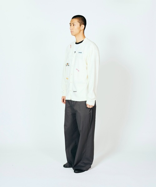 PENNEYS(ぺニーズ)の「PENNEY'S ぺニーズ / HAND EMBROIDERY CARDIGAN 刺繍 カーディガン(カーディガン/ボレロ・メンズ・スモークピンク/ホワイト・MEDIUM/LARGE)」の3枚目の写真