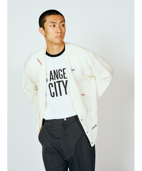 PENNEYS(ぺニーズ)の「PENNEY'S ぺニーズ / HAND EMBROIDERY CARDIGAN 刺繍 カーディガン(カーディガン/ボレロ・メンズ・スモークピンク/ホワイト・MEDIUM/LARGE)」の7枚目の写真