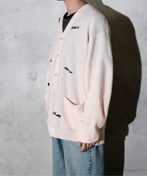 PENNEYS(ぺニーズ)の「PENNEY'S ぺニーズ / HAND EMBROIDERY CARDIGAN 刺繍 カーディガン(カーディガン/ボレロ・メンズ・スモークピンク/ホワイト・MEDIUM/LARGE)」の10枚目の写真
