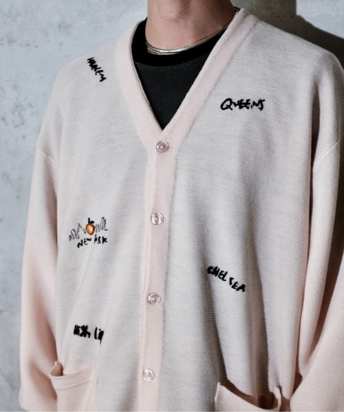 PENNEYS(ぺニーズ)の「PENNEY'S ぺニーズ / HAND EMBROIDERY CARDIGAN 刺繍 カーディガン(カーディガン/ボレロ・メンズ・スモークピンク/ホワイト・MEDIUM/LARGE)」の14枚目の写真
