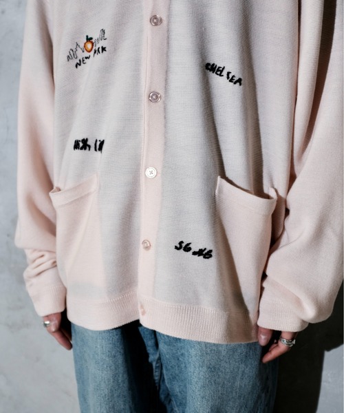PENNEYS(ぺニーズ)の「PENNEY'S ぺニーズ / HAND EMBROIDERY CARDIGAN 刺繍 カーディガン(カーディガン/ボレロ・メンズ・スモークピンク/ホワイト・MEDIUM/LARGE)」の15枚目の写真