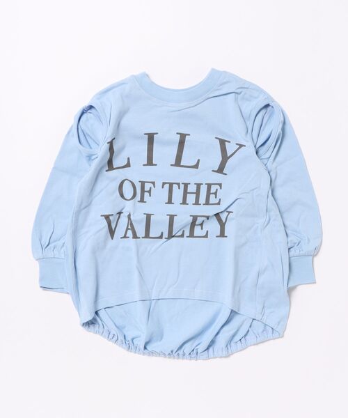 NHT（エヌエイチティー）の「エヌエイチティー LILYスリットロングＴシャツ（Tシャツ/カットソー・キッズ・サックスブルー/アイボリー・110cm/120cm/130cm/140cm/150cm/160cm）」の2枚目の写真