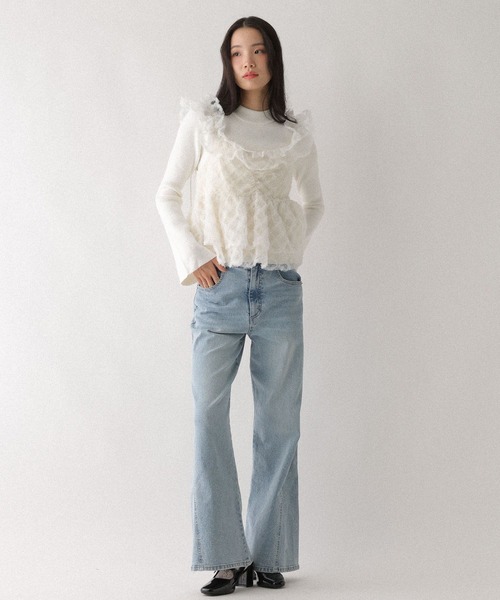 Heather(ヘザー)の「フリルスリーブキャミ2P 640688(ニット/セーター・レディース・ブラック系その他/ホワイト系その他・FREE)」の4枚目の写真