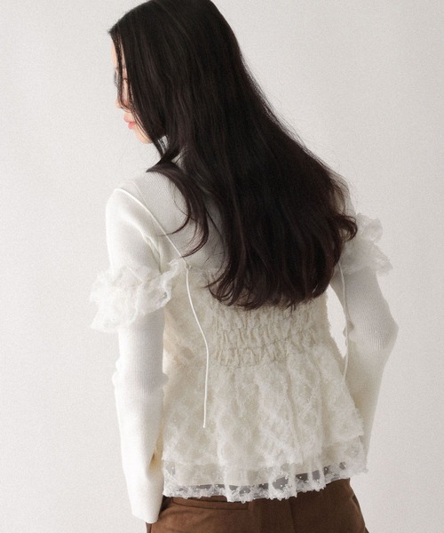 Heather(ヘザー)の「フリルスリーブキャミ2P 640688(ニット/セーター・レディース・ブラック系その他/ホワイト系その他・FREE)」の8枚目の写真