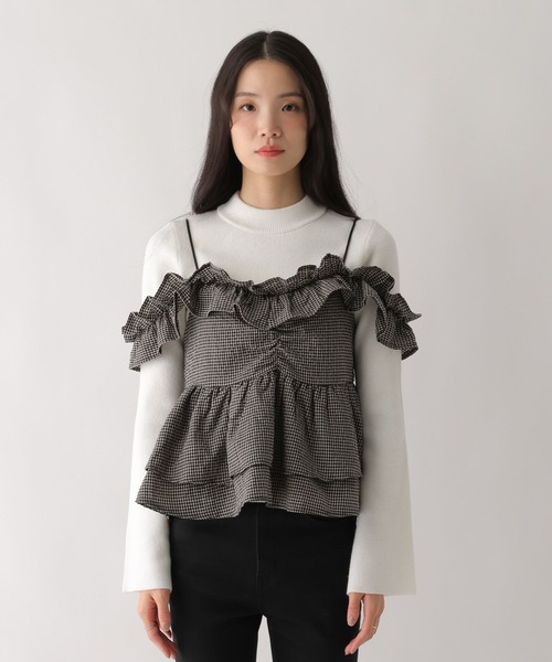 Heather(ヘザー)の「フリルスリーブキャミ2P 640688(ニット/セーター・レディース・ブラック系その他/ホワイト系その他・FREE)」の15枚目の写真