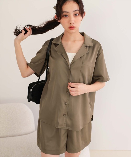 miette(ミエット)の「サテンセットアップシュシュセット(セットアップ・レディース・カーキ/チャコール/ネイビー・L/M/S)」の8枚目の写真