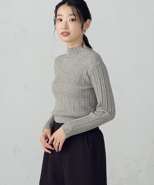 COMME CA ISM(コムサイズム)の「ベーシック ランダムリブニット(ニット/セーター・レディース・ブラック/アイボリー/ブルー/グレー・LARGE/MEDIUM)」の8枚目の写真