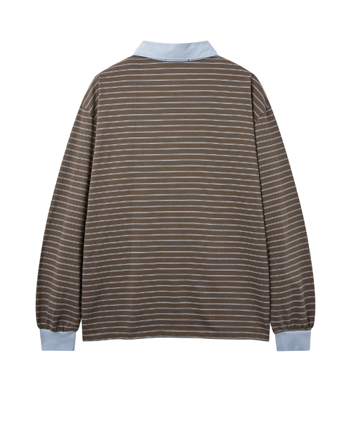 RENSE（レンセ）の「Striped Long Sleeve Rugby Tee Brown（ポロシャツ・レディース・その他・ONE SIZE）」の4枚目の写真