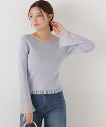 フレアスリーブ」に該当するブルー・ネイビー/青色系のファッション