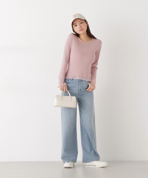 PROPORTION BODY DRESSING（プロポーションボディドレッシング）の「部分シアーフレアスリーブニットトップス / 1216170213（ニット/セーター・レディース・ホワイト系その他/ライトグリーン/ピンク/ブルー・MEDIUM/SMALL）」の5枚目の写真