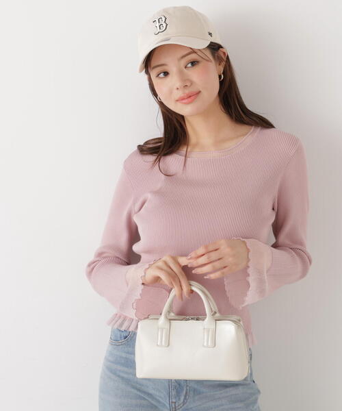 PROPORTION BODY DRESSING（プロポーションボディドレッシング）の「部分シアーフレアスリーブニットトップス / 1216170213（ニット/セーター・レディース・ホワイト系その他/ライトグリーン/ピンク/ブルー・MEDIUM/SMALL）」の6枚目の写真